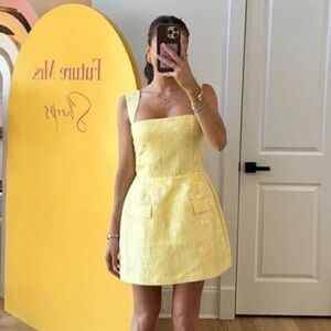 Amanda Uprichard Bethany Skort Romper Dress Yellow, XS NWT